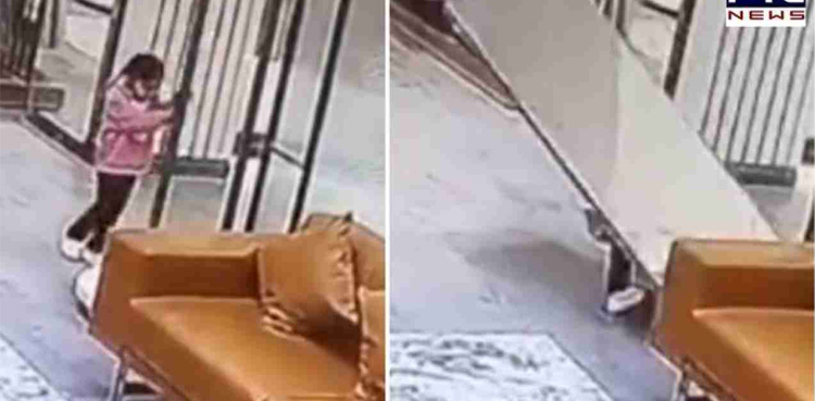 Three-year-old girl dies, door falls on girl, Viral video,
