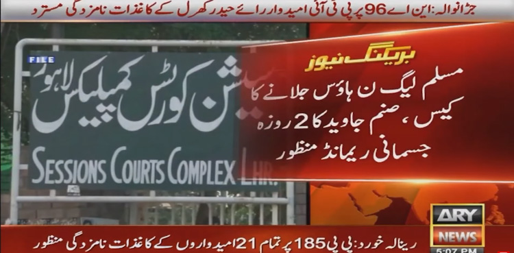Sanam Javed, PTI, physical remand