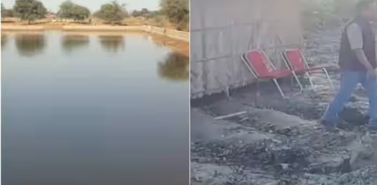 VIRAL, Pond stolen overnight, hut constructed, land mafia