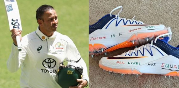 Usman Khawaja, Usman Khawaja shoes, Gaza