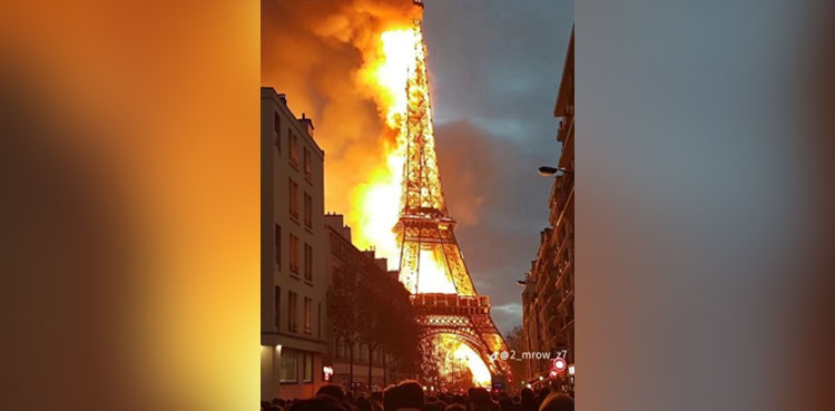 Eiffel Tower on fire, Eiffel Tower video