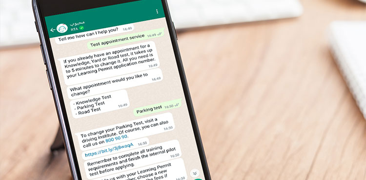 Mahboub: Dubai driving test appointment service on WhatsApp