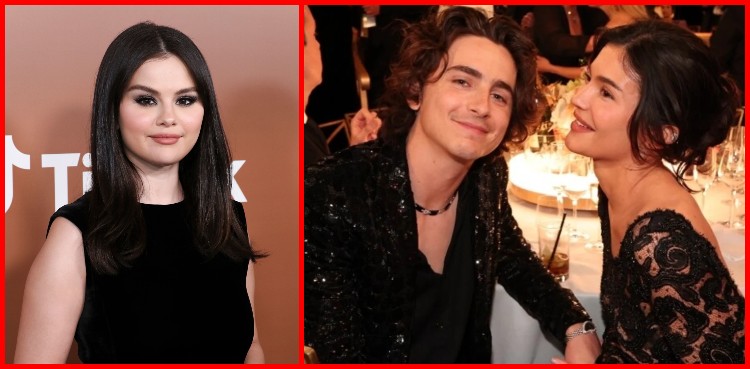 selena gomez, timothee chalamet, kylie jenner, golden globe awards 2024, selena gomez and kylie jenner, kylie jenner and selena gomez, timothee chalamet and kylie jenner, kylie jenner and timothee chalamet,
