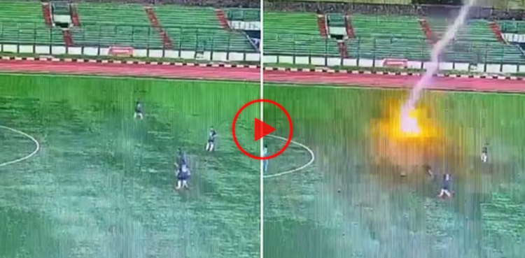footballer, lightning video, lightning strike video, footballer video, viral, video, viral video, footballer struck by lightning video,