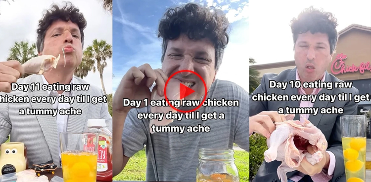 raw chicken meat, eating raw chiken meat, chicken, chicken meat, meat, man eats raw chicken, eating raw chicken, viral video, video, viral,
