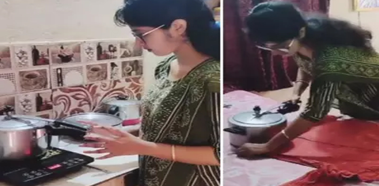 VIRAL, Woman, pressure cooker, as Iron