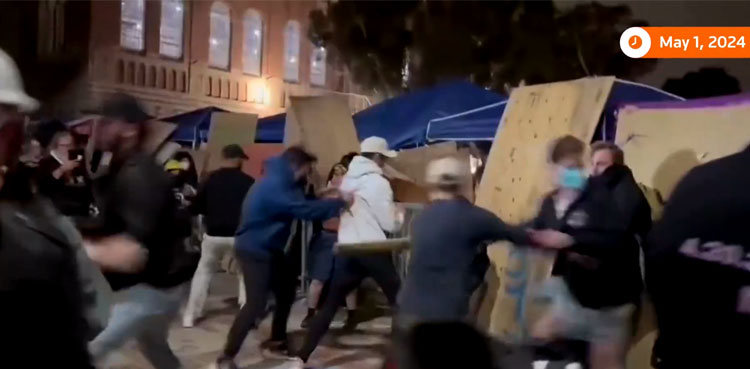 VIRAL: Israel supporters attack pro-Palestinian camp in UCLA