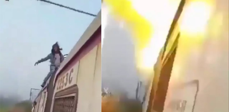 Viral video, Man climbs moving train, Instagram reel, electrocuted on moving train
