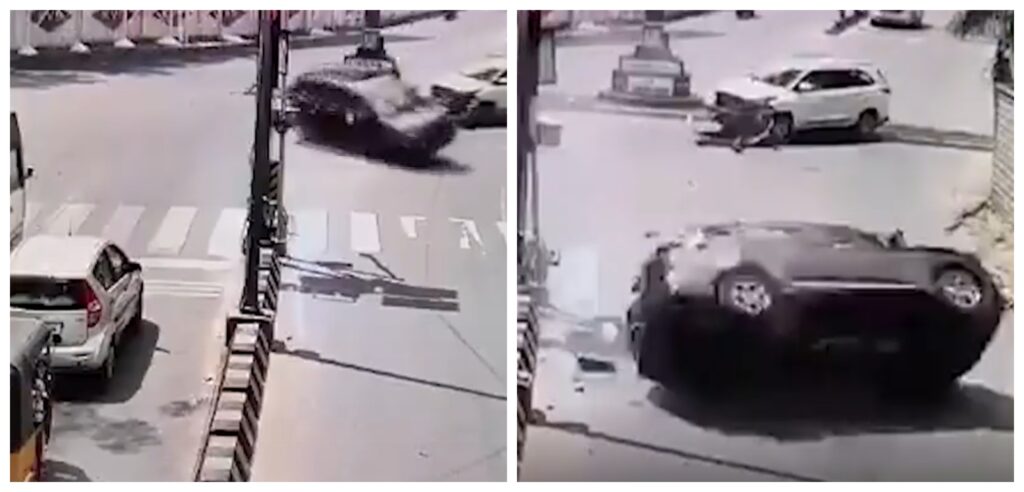 viral, overspeeding car, video, traffic signal,