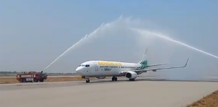Islamabad airport, welcomes, Tajikistan Somon Air, inaugural flight