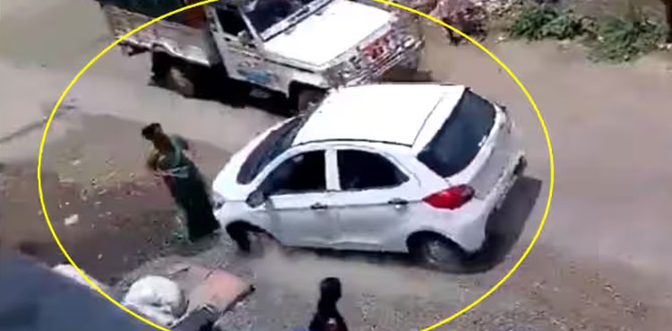 minor hits woman, car, Pune, viral video