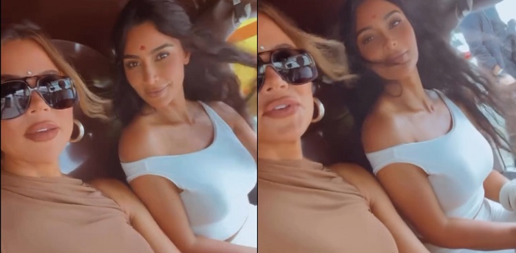 kim kardashian, khloe kardashian, rickshaw ride