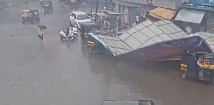 Viral video: Billboard collapses on vehicles amid heavy rain