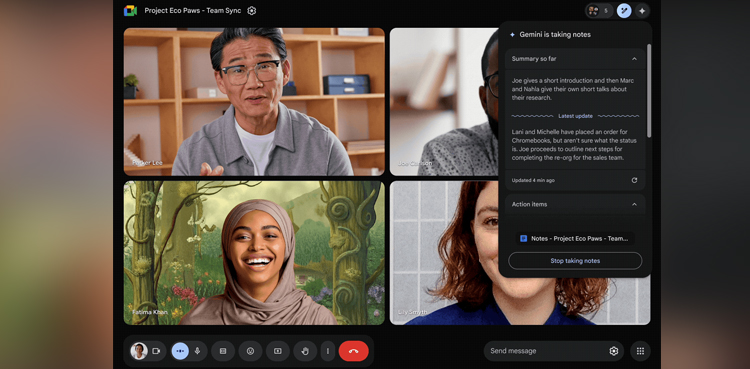 Take notes for me, Google Meet new feature