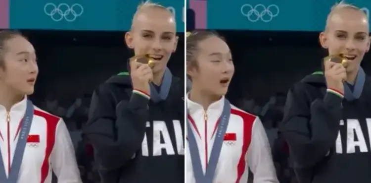 gymnast, Zhou Yaqin, viral, Paris Olympics 2024,