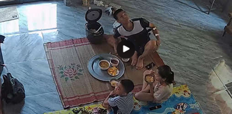 CCTV, Cement ceiling collapses, family having lunch