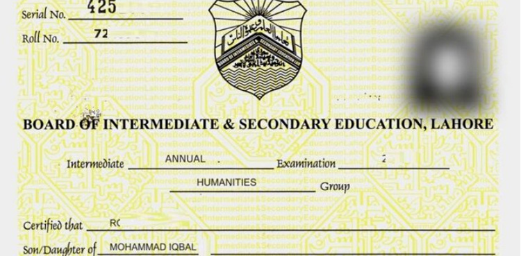 BISE Lahore, matric intermediate certificates, Punjab,