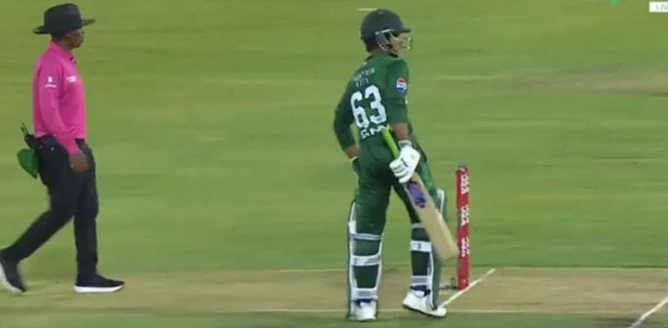 Saim Ayub denies single in last over; video goes viral