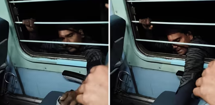 Viral, Viral video, Thief hanging from window