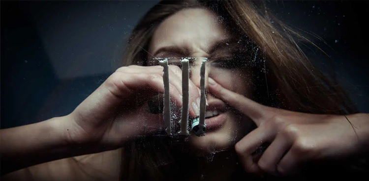 Cocaine snorting, nose collapse