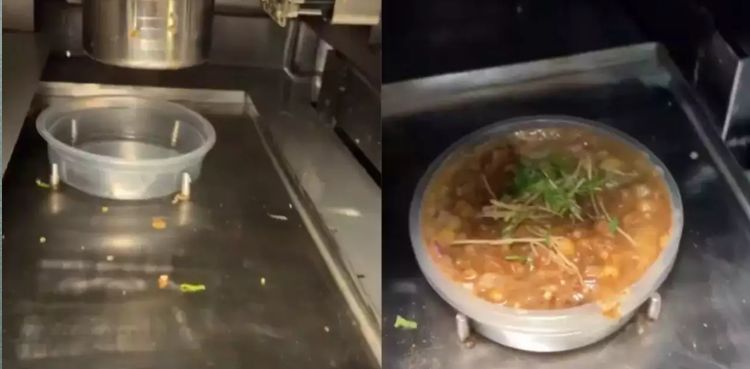 chole kulche, viral video, vending machine