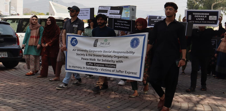 Solidarity peace walk, Jaffar Express victims, Air University, Shaoor society