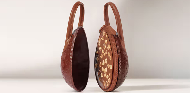 Louis Vuitton chocolate bag, luxury chocolate, edible fashion, chocolate handbag, Maxime Frédéric, gianduja hazelnut chocolate