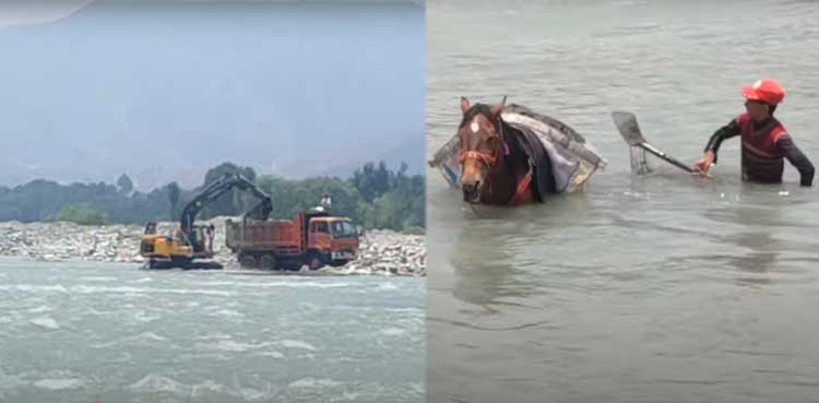 Swat flood, Sand, gravel mining, Swat River