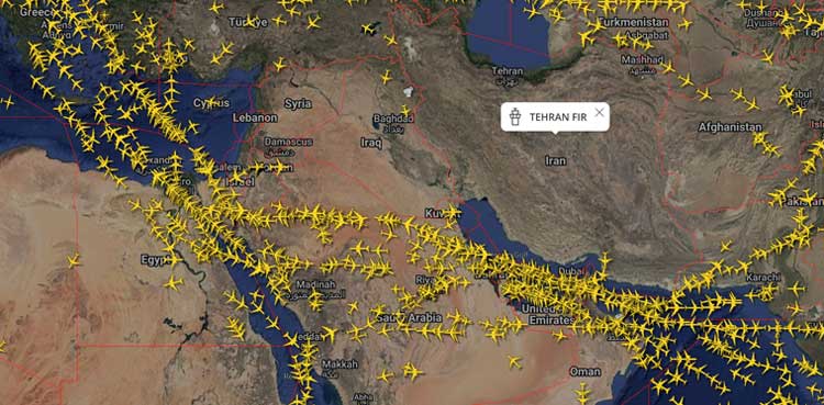 divert flights, airspace closed, Israel, Iran