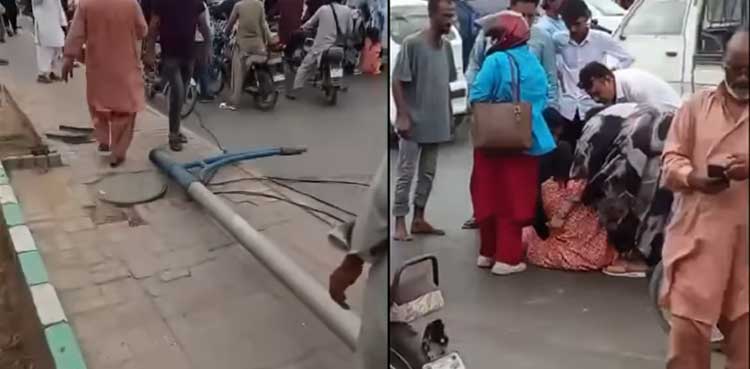 Motorcyclist killed, pole falls, Karachi