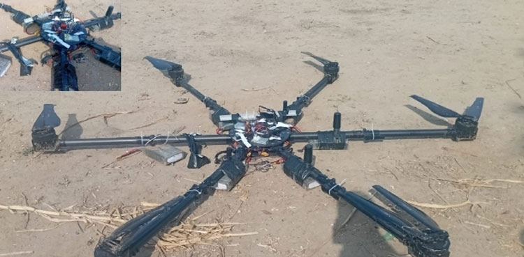 Indian-drone,-captured,-Lahore,-Pakistan