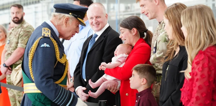 King charles, crying baby, viral video, RAF, royals, royal news, royal family