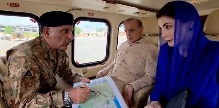 PM Shehbaz, CM Maryam visit flood-hit areas in Punjab