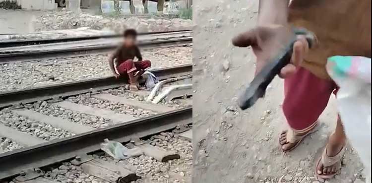 Viral video: Minor caught stealing iron bolts from railway track in Karachi