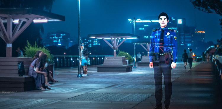 holographic police officers, crime prevention technology, virtual police officer, South Korea, AI