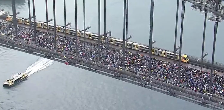 Tens of thousands join pro-Palestinian march over Sydney Harbour Bridge