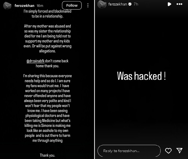 Feroze Khan's Instagram account is 'hacked'