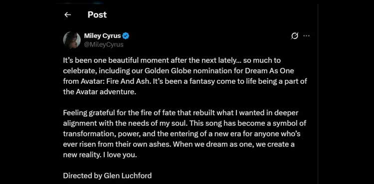 Miley Cyrus, X Account,