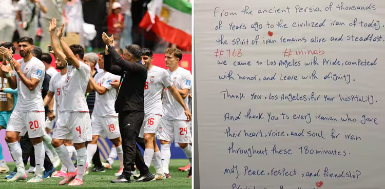 Iran’s classy World Cup gesture with handwritten Peace Note left in LA dressing room