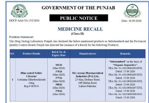 Punjab medicine recall alert